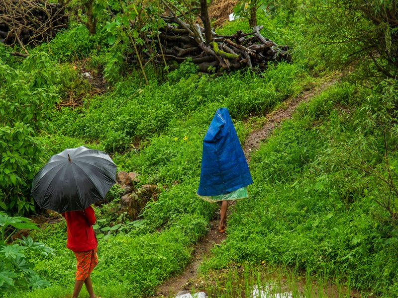 Beautiful monsoon scenery in Bhandardara with waterfalls and green hills