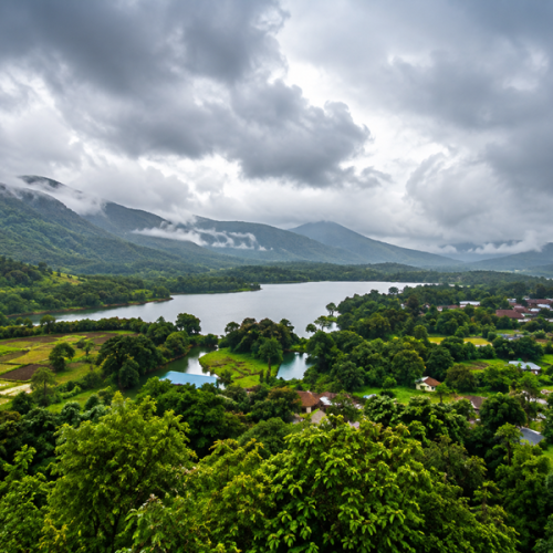 Arthur Lake and mountains in Bhandardara near the Best Resort in Bhandardara